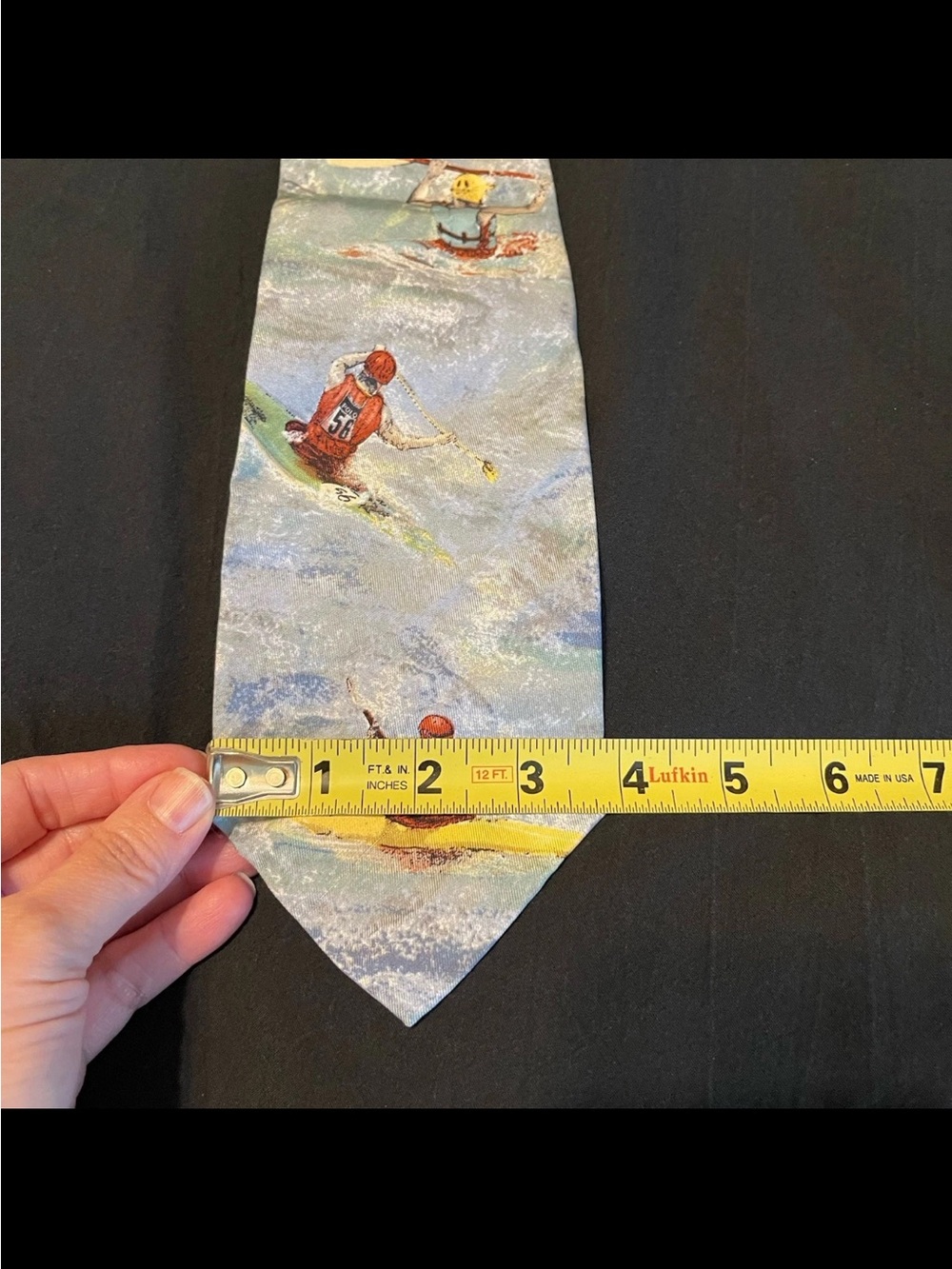 Vintage Polo Ralph Lauren Silk Necktie Handmade White Water Rafting Kayak Tie - Picture 4 of 4